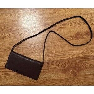 Eddie Bauer Leather Crossbody Wallet Brown Trifold Snap Close ID Checkbook